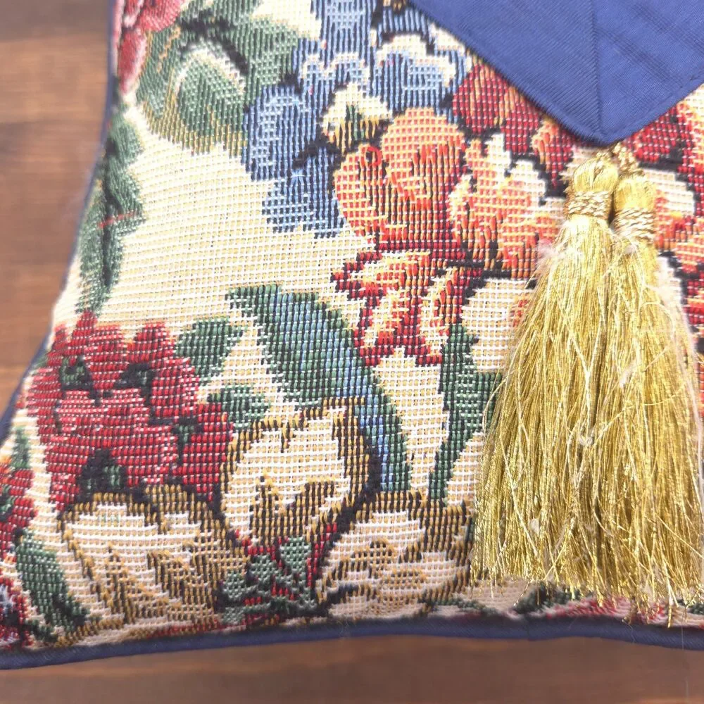 Vintage 1993 Floral Tapestry Pillow San Francisco Music Box Decor